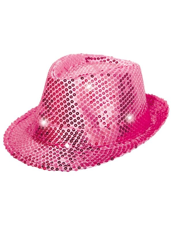 Party pailletten fedora met lichtjes roze