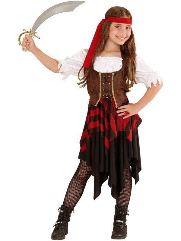 Graan Het beste Altaar Piraten jurk met corset en hoofdband meisje | Carnavalskleding.nl