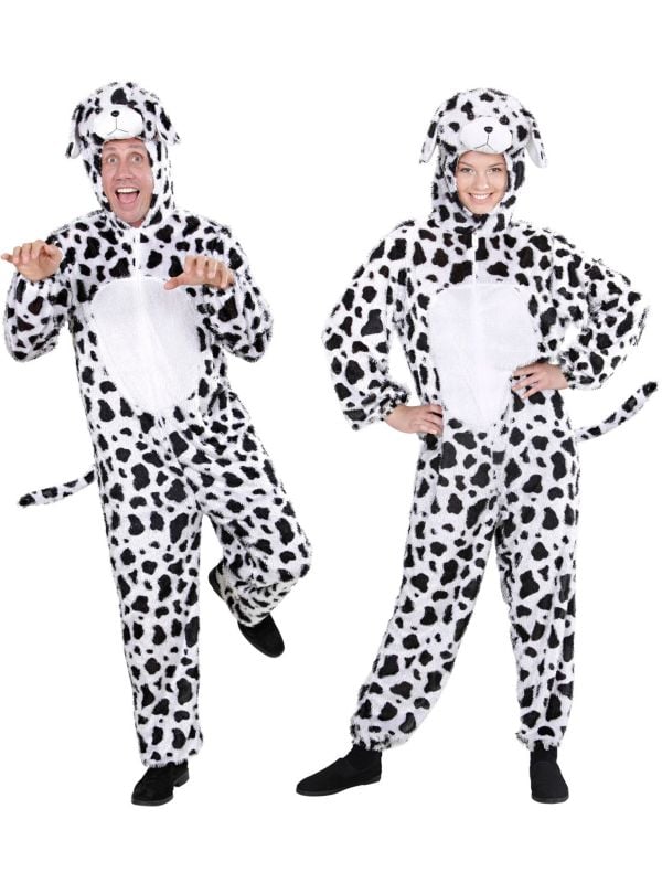 Pluche dalmatier jumpsuit carnaval