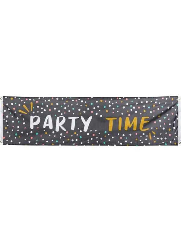 Polyester Banner 'Party Time' Verjaardag 180cm