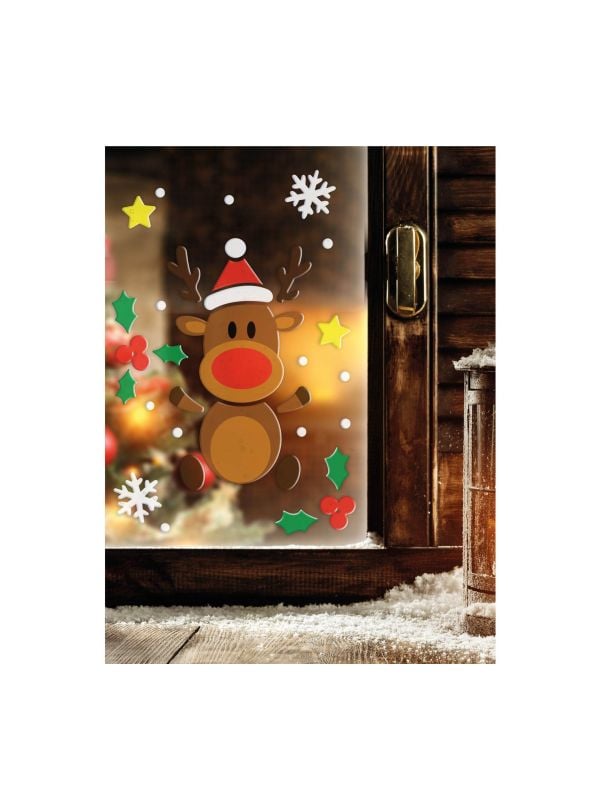 Rendier gel raamstickers kerst