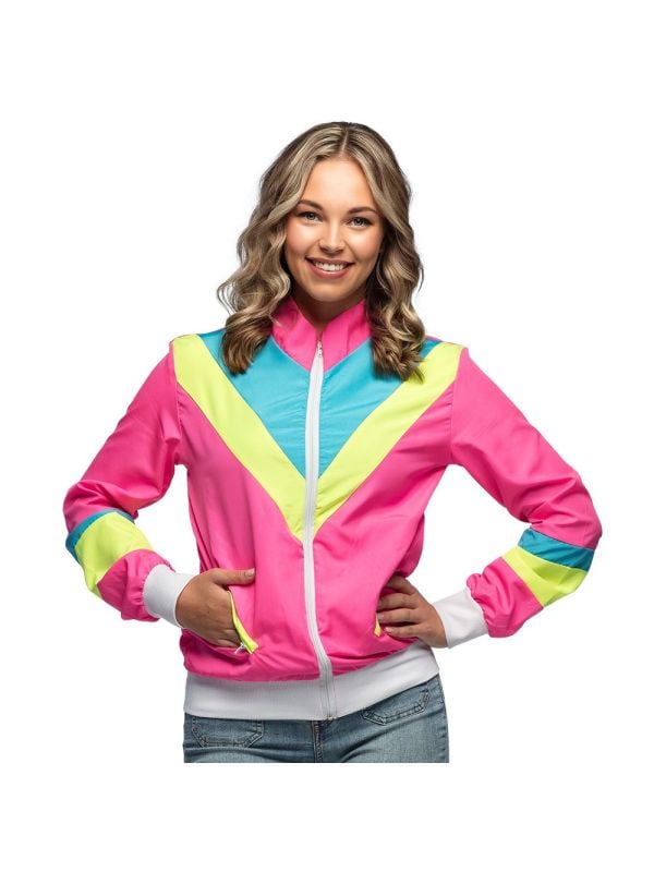 Retro Neon Roze Trainingsjasje Dames