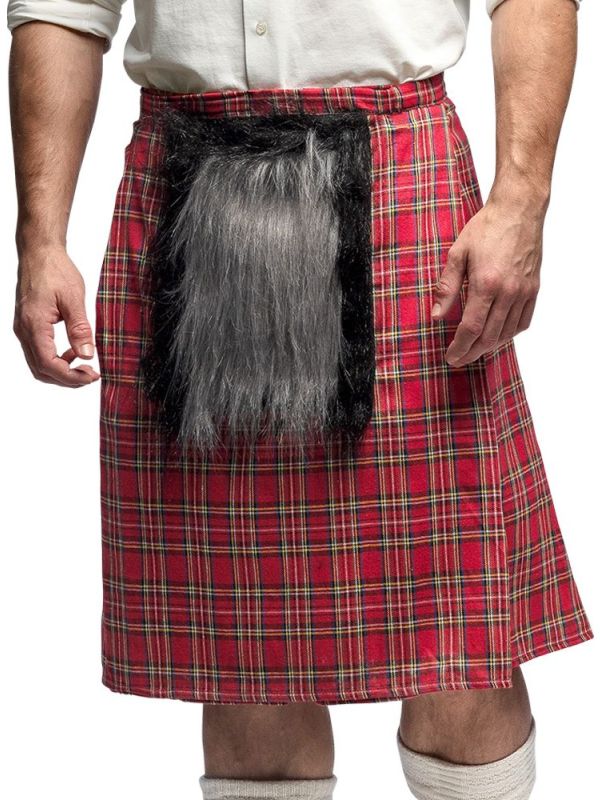 Rode Geruite Schotse Kilt met Tas