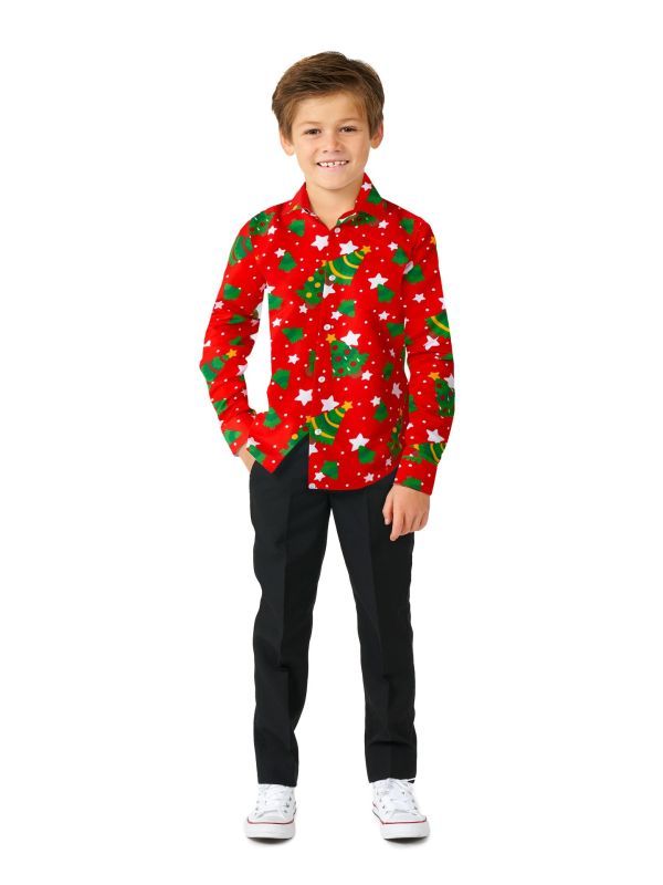 Rode kerstmis blouse jongens