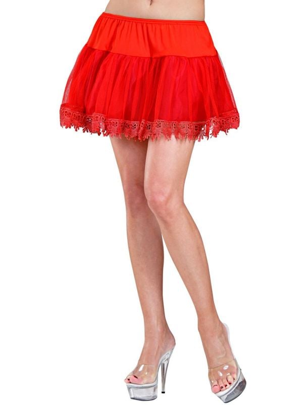 jaloezie Panorama boeket Rode petticoat met franje | Carnavalskleding.nl