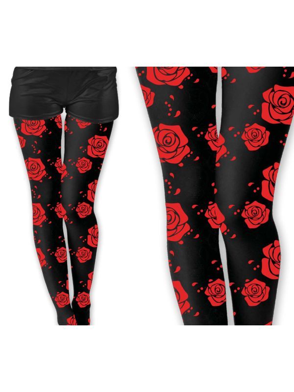 Rood en zwarte doodskop panty dames