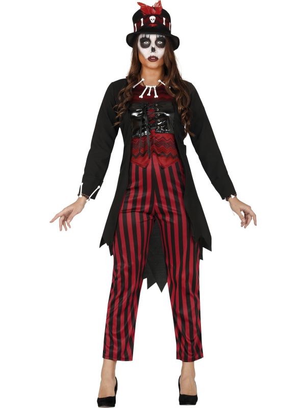 is meer dan converteerbaar longontsteking Rood zwart gestreepte voodoo outfit | Carnavalskleding.nl