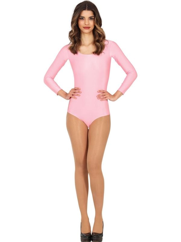 Roze Lange Mouwen Leotard Dames