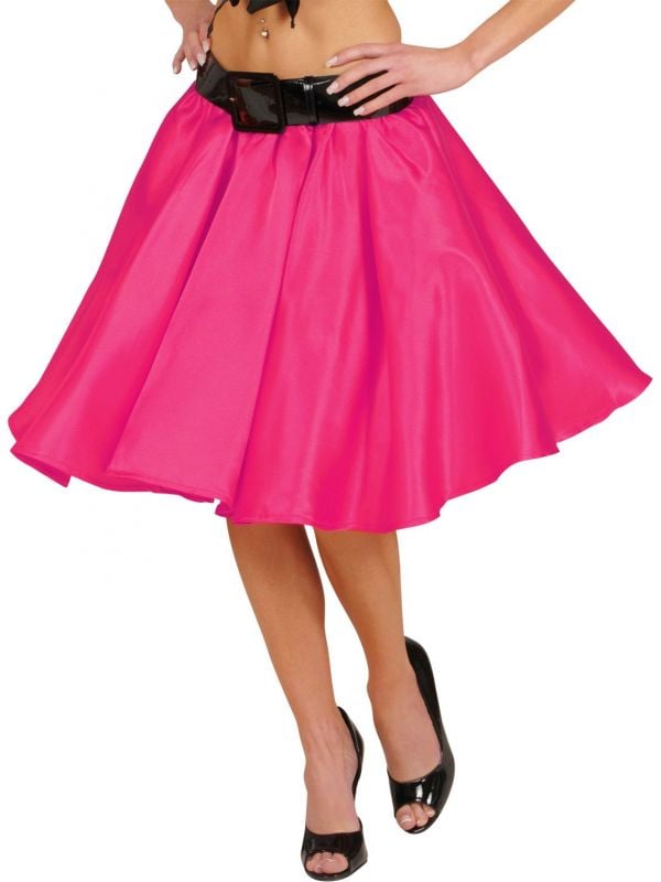 Roze satijnen rok met petticoat |