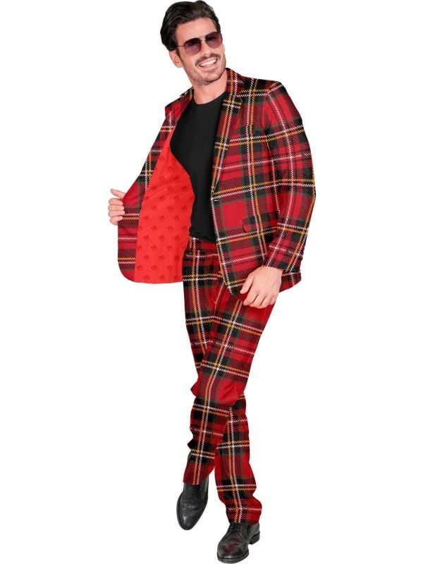 Schotse tartan kostuum heren rood