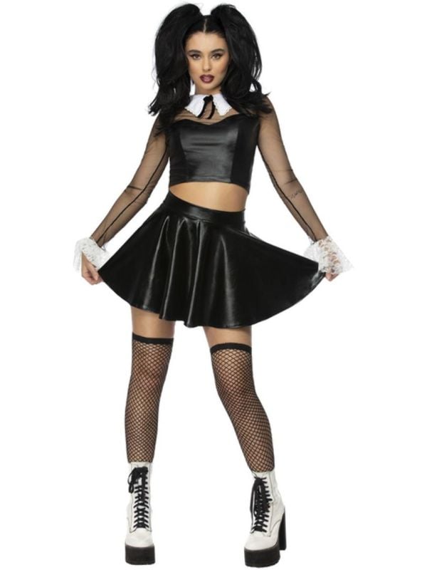 Sexy Gothic School Girl Wednesday Kostuum