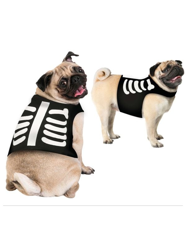 Skelet halloween honden kostuum klein