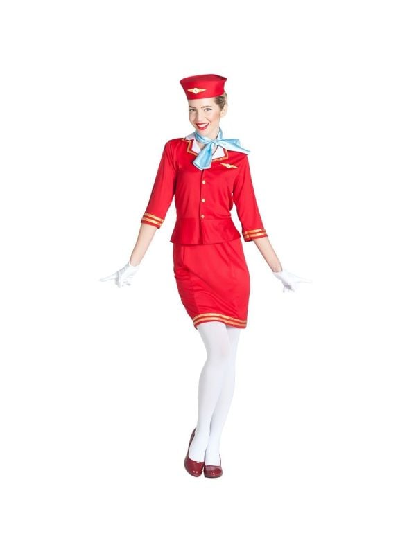 Stewardess Kostuum Dames Rood