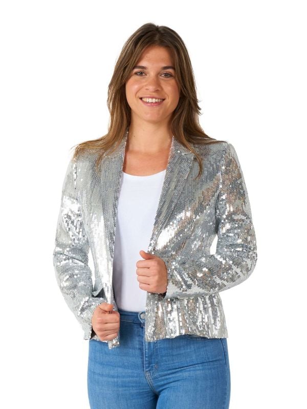 Suitmeister Dames Blazer Pailetten Zilver