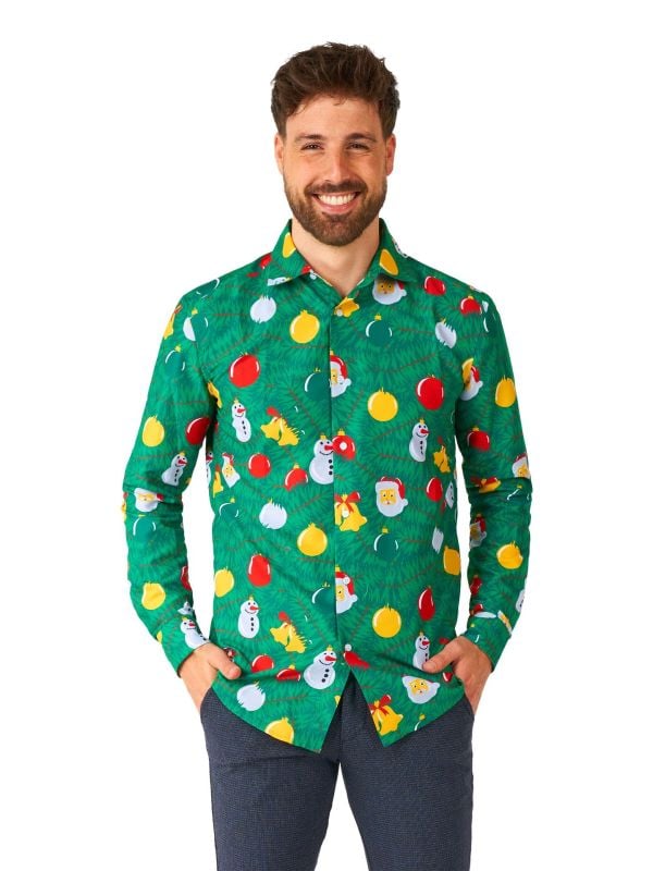 Suitmeister Heren Kerst Blouse Christmas Ornaments Groen