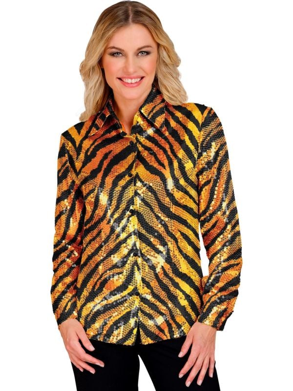 Tijger pailletten blouse