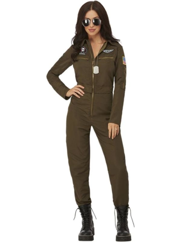 Top Gun Maverick Dames Aviator Kostuum Groen