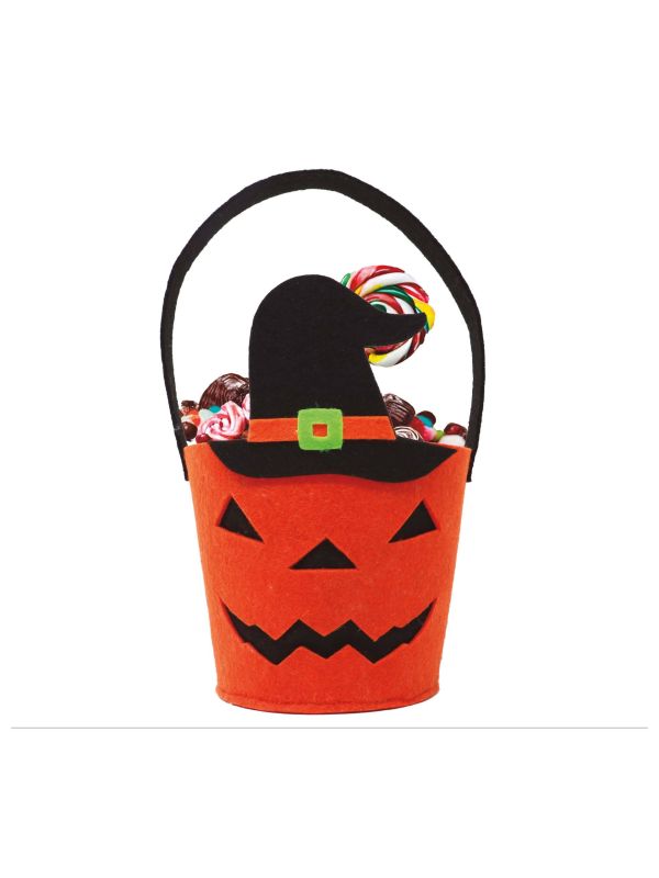 Trick or treat pompoen heks mandje halloween