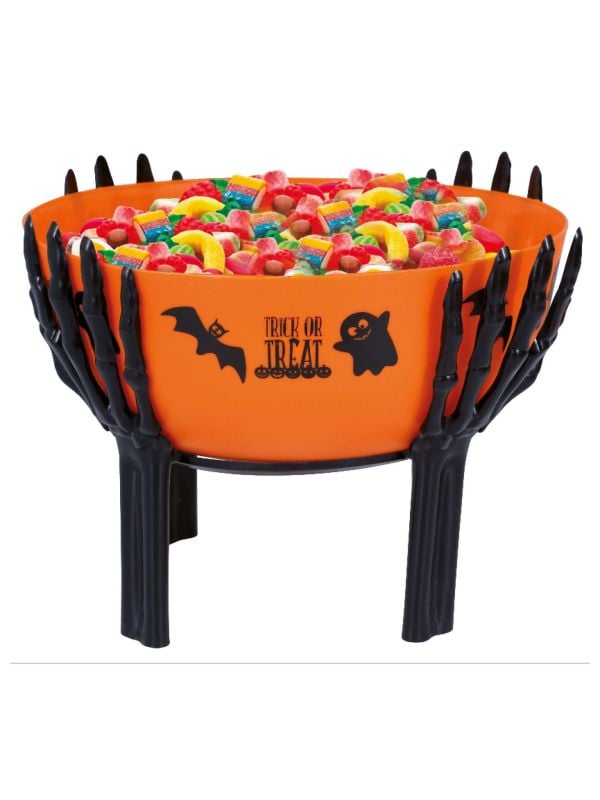 Trick or treat schaal met skelet handen