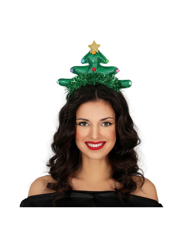 Versierde kerstboom glitter haarband