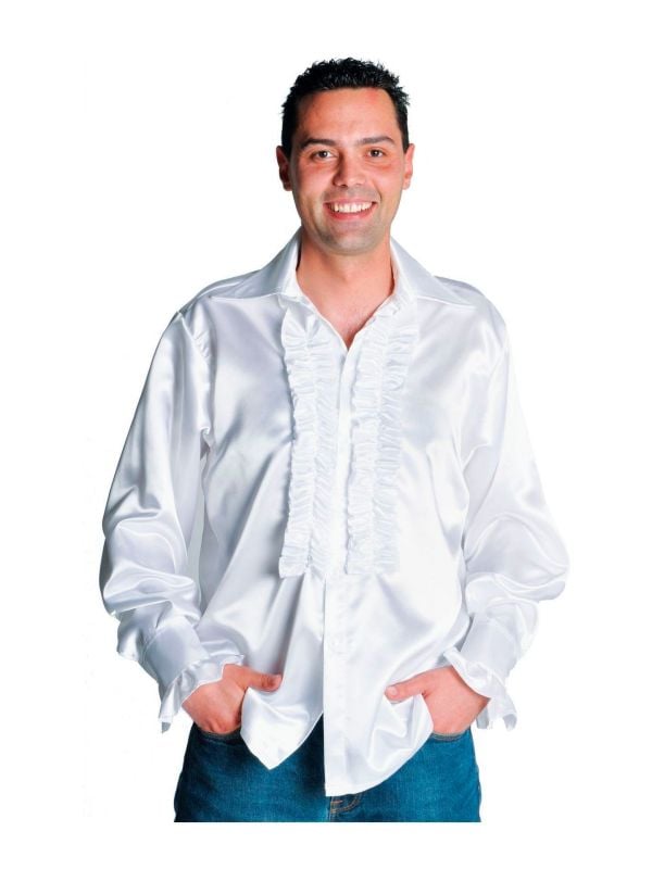 toegang patroon zege Witte rouches blouse heren luxe | Carnavalskleding.nl