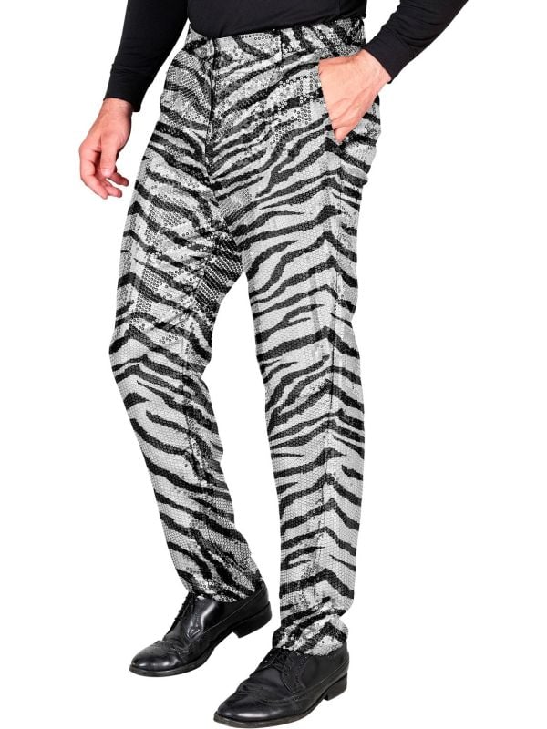 Zebra pailletten broek