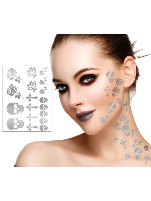 Zilver tattoo stickervel gothic