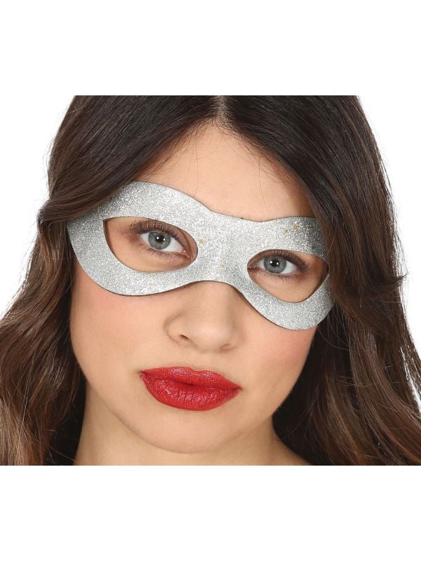 Zilveren oogmasker glitters