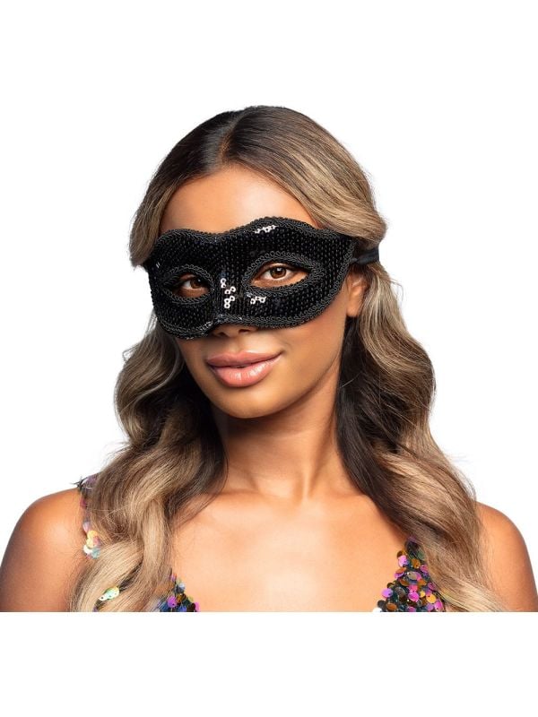 Zwart Oogmasker met Glimmende Pailetten