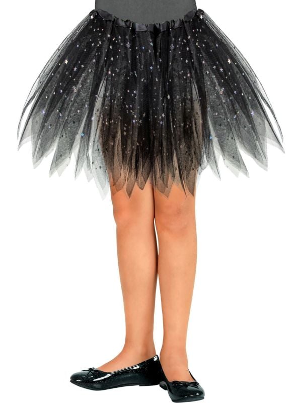 Zwart sparkling stars tutu kind