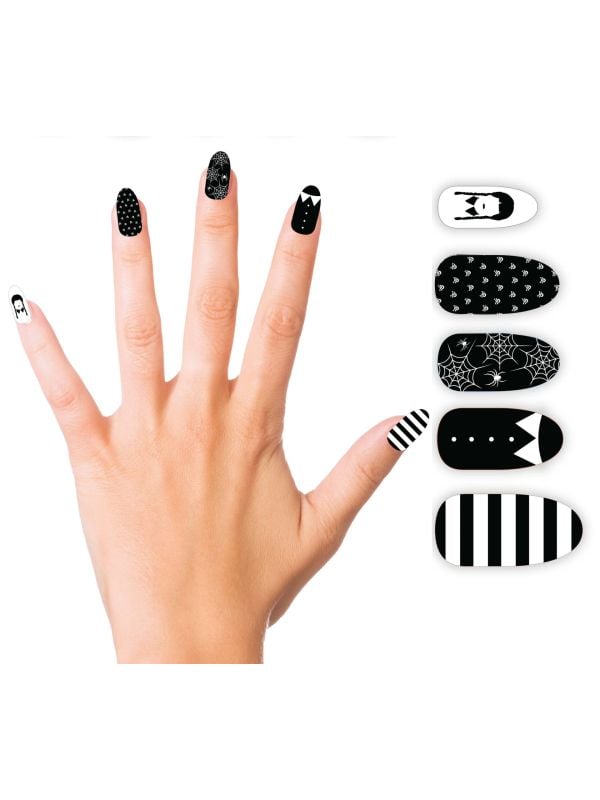 Zwart witte gothic nagels Halloween