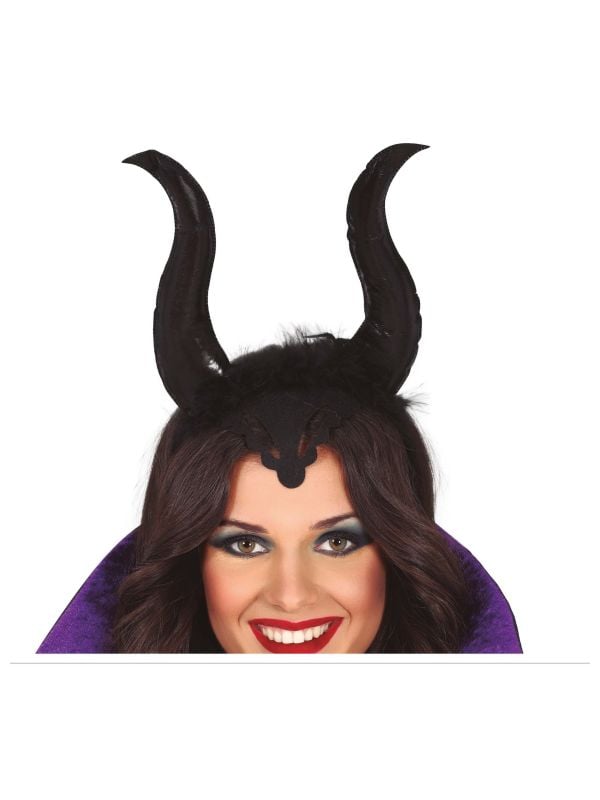 Zwarte maleficent hoorn haarband