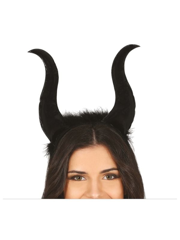 Zwarte maleficent hoorntjes haarband