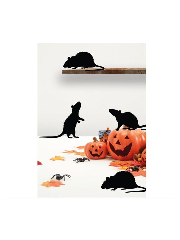 Zwarte ratten silhouette 4 stuks