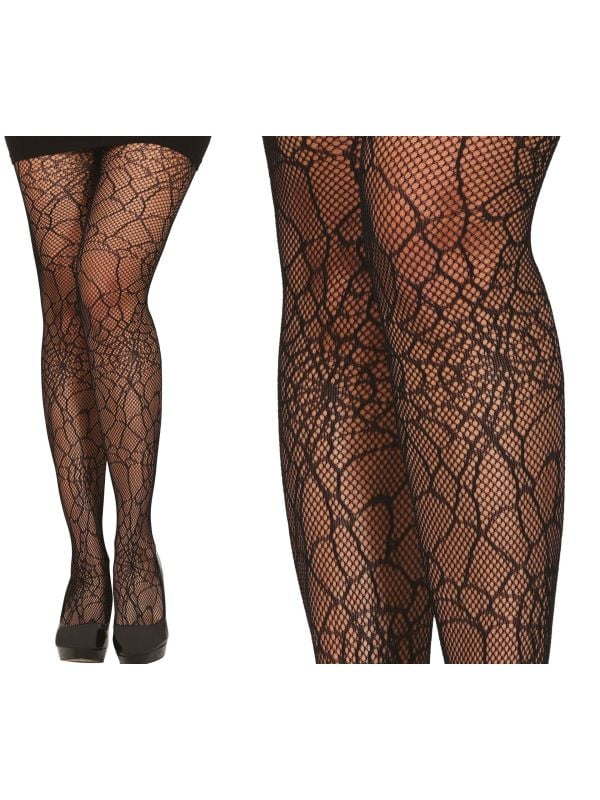 Zwarte spinnenweb panty Halloween dames