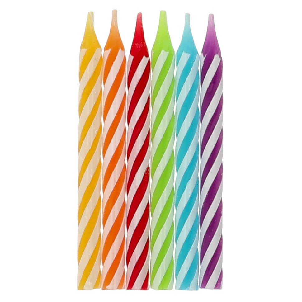 10 kaarsen regenboog kleur twister 6 cm