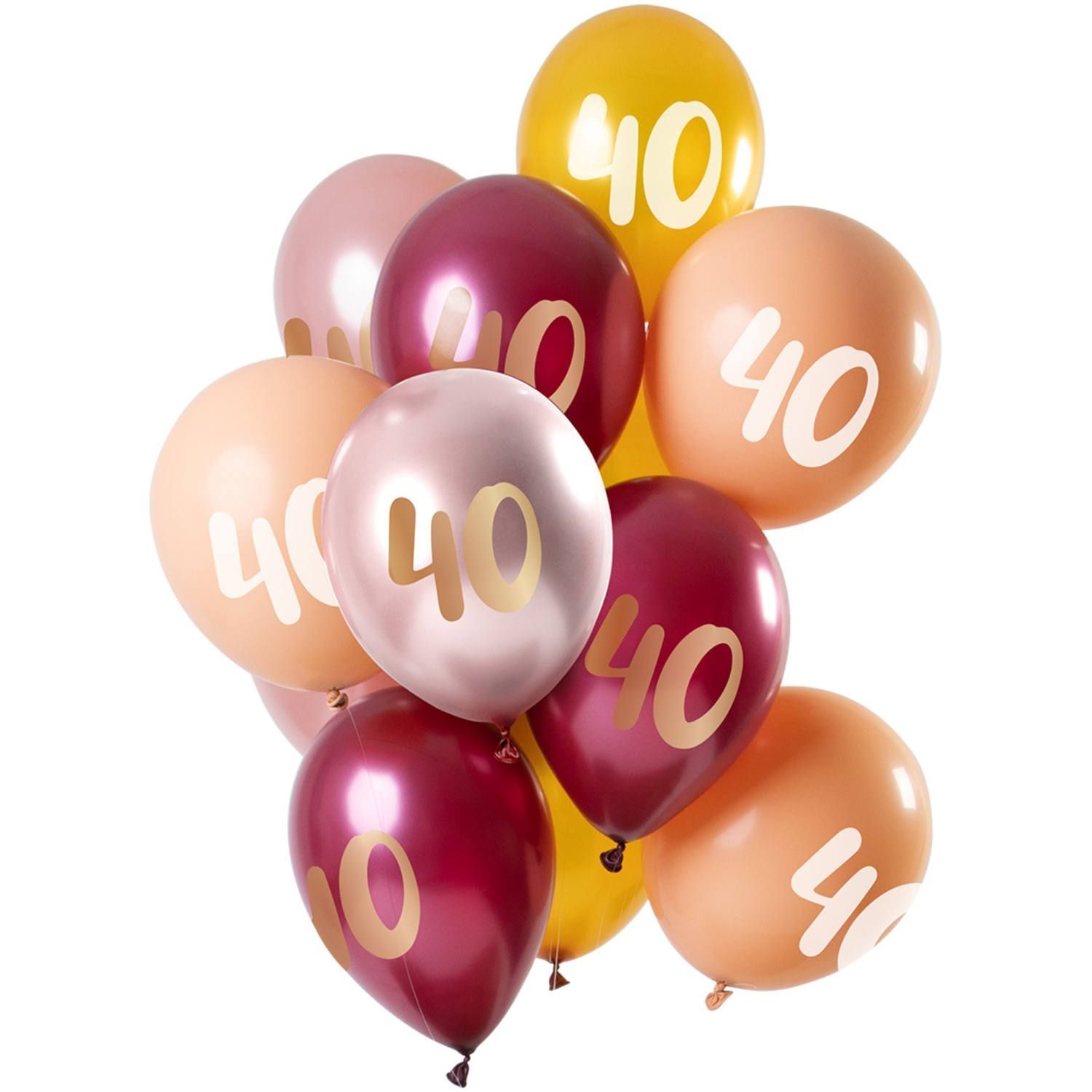 12 ballonnen 40 jaar roze goud 30cm