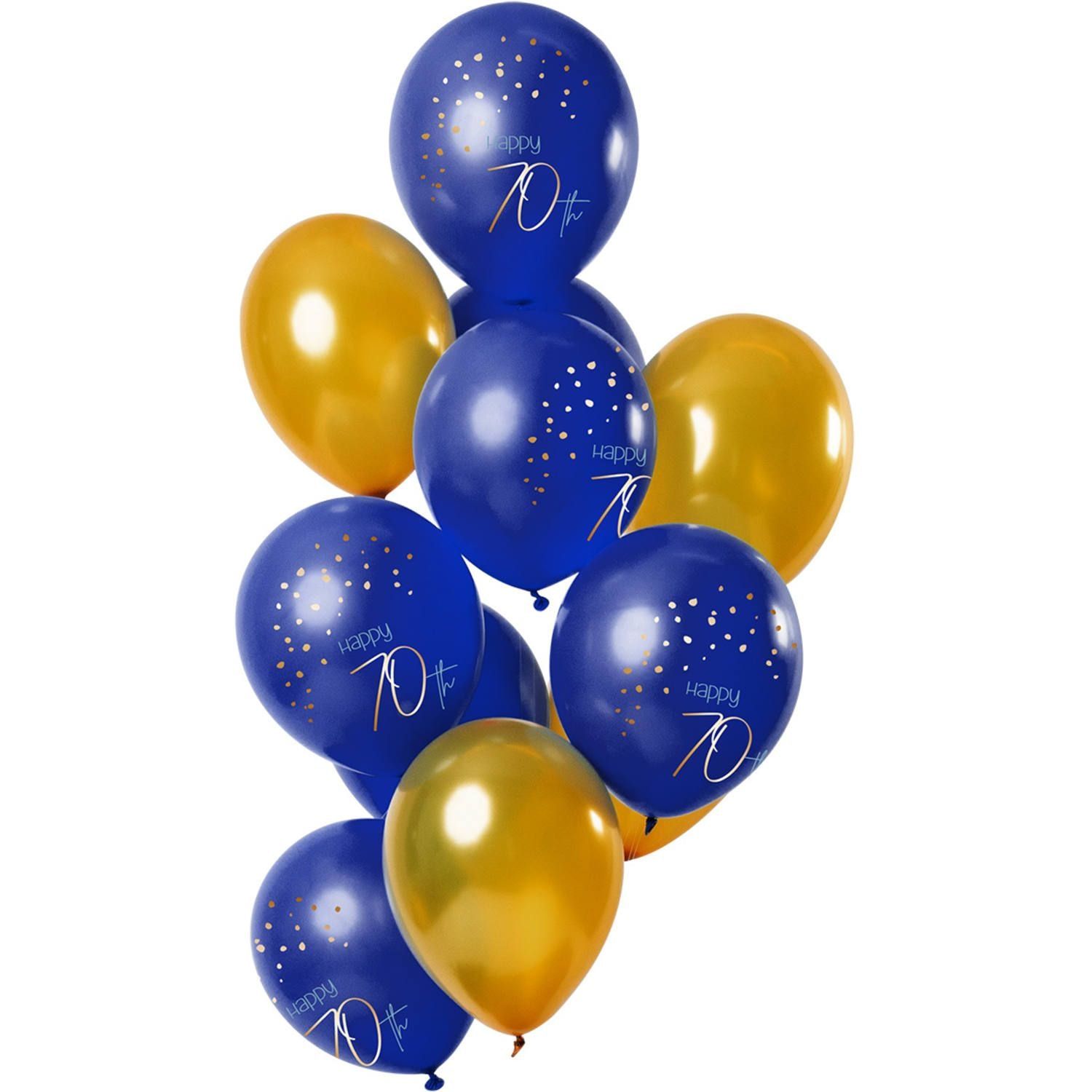 12 ballonnen elegant true blue 70 jaar 30cm