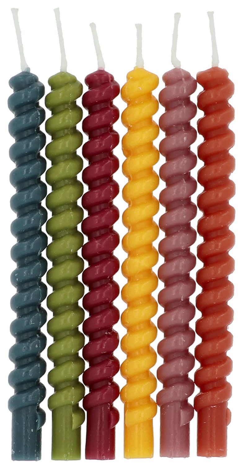 12 kaarsen warme kleuren twister 10 cm