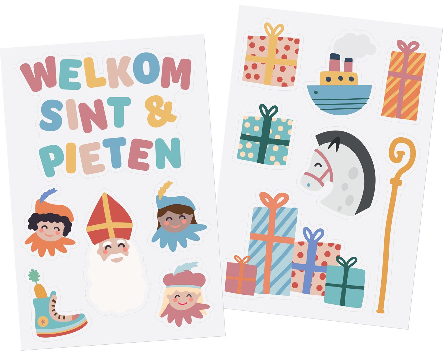 13 raamstickers Sint & Piet