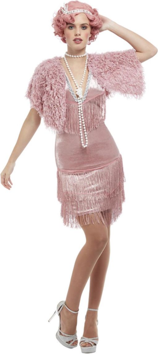 20'S Flapper Jurk Dames Oudroze