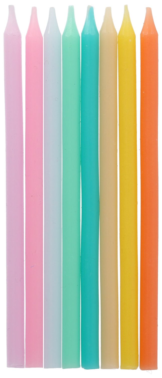 24 kaarsen pastel kleuren 10 cm