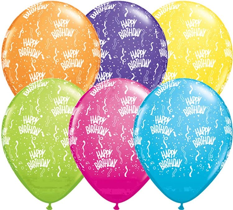 25 meerkleurige happy birthday ballonnen 28cm