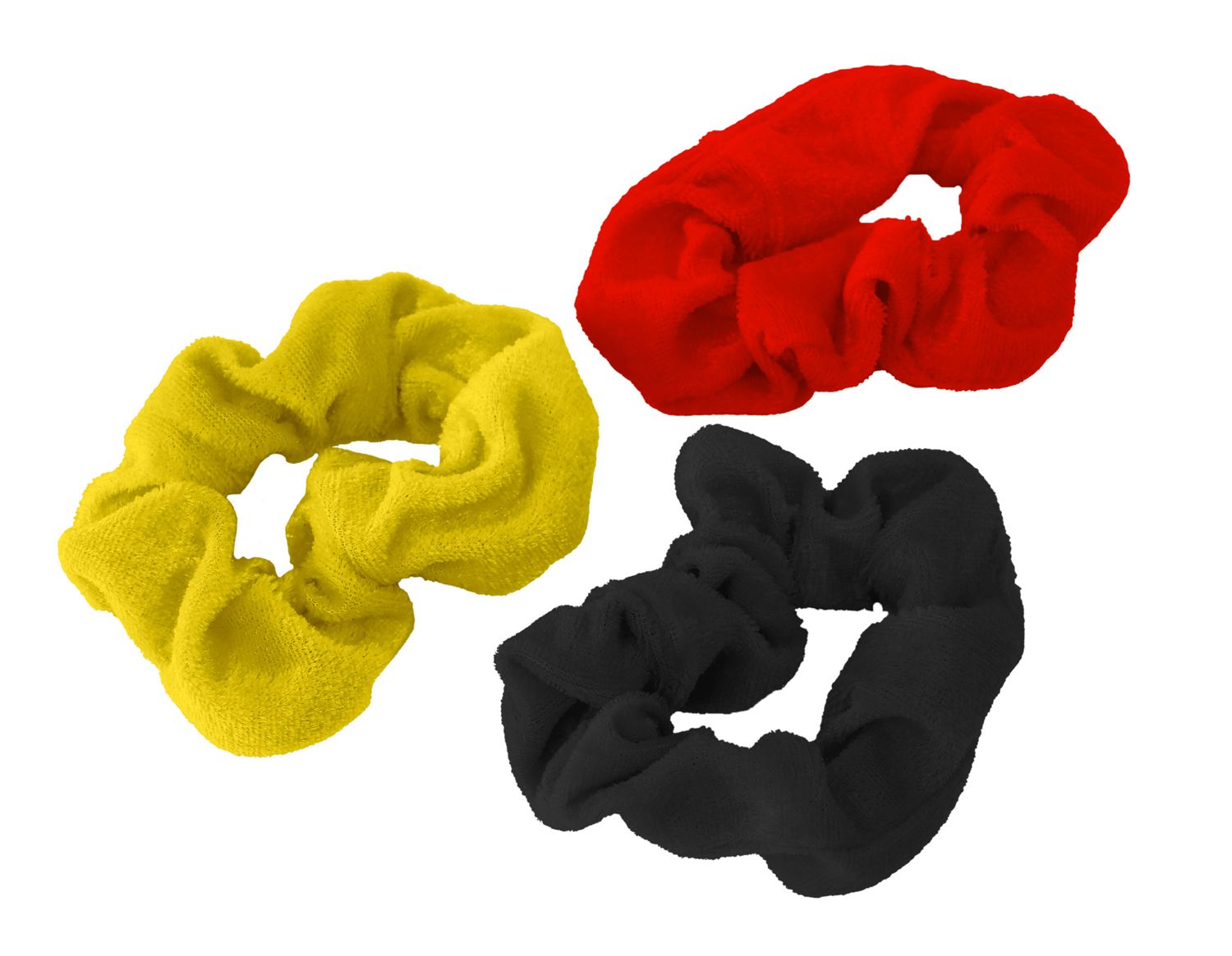 3 scrunchies België - rood/geel/zwart