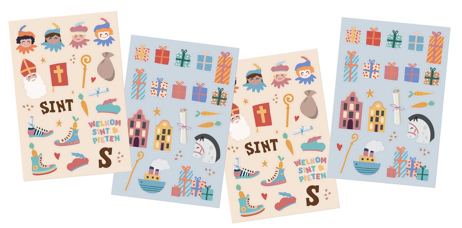 49 stickers Sint & Piet figuren