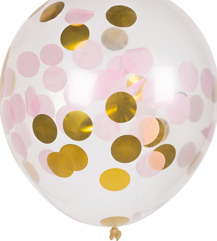 5 Roze/Gouden Confettiballonnen