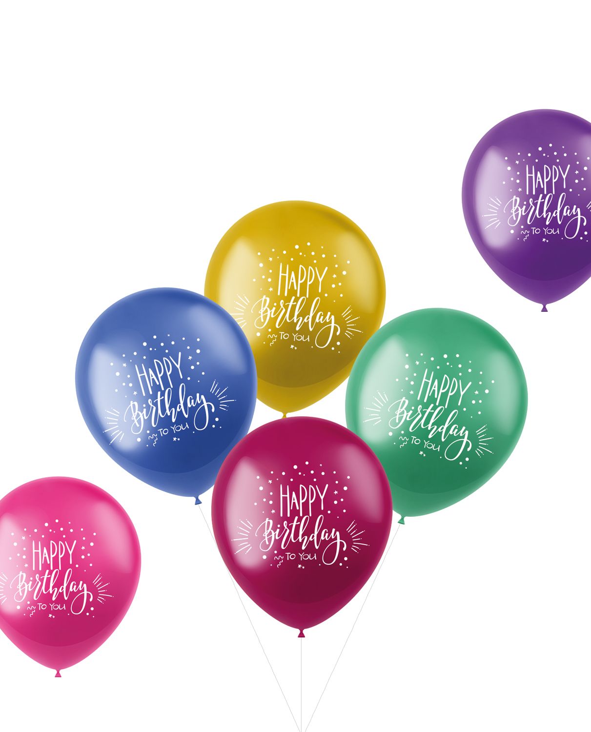 6 ballonnen shimmer happy birthday meerkleurig 33cm