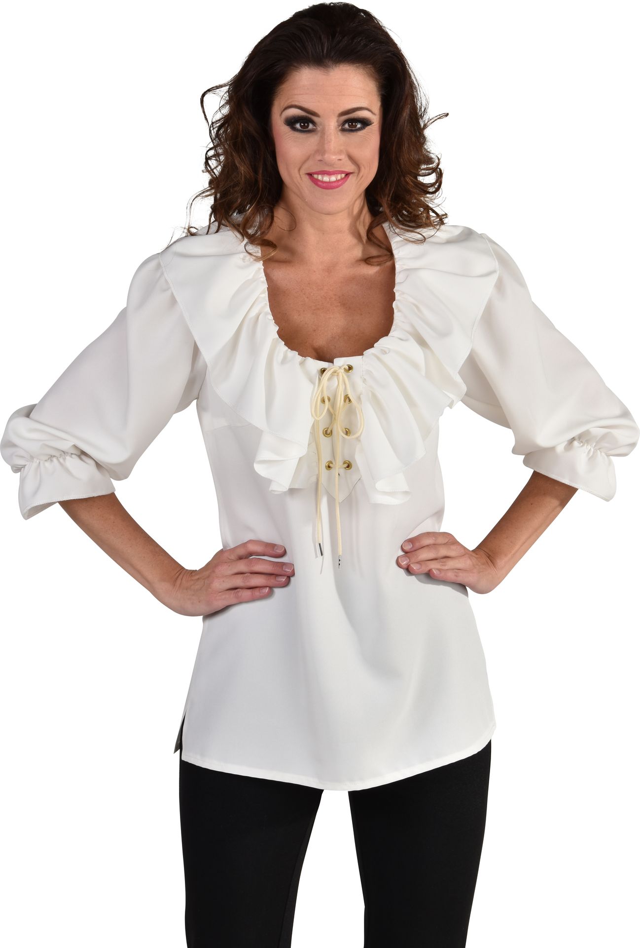 Basic piratenblouse wit creme