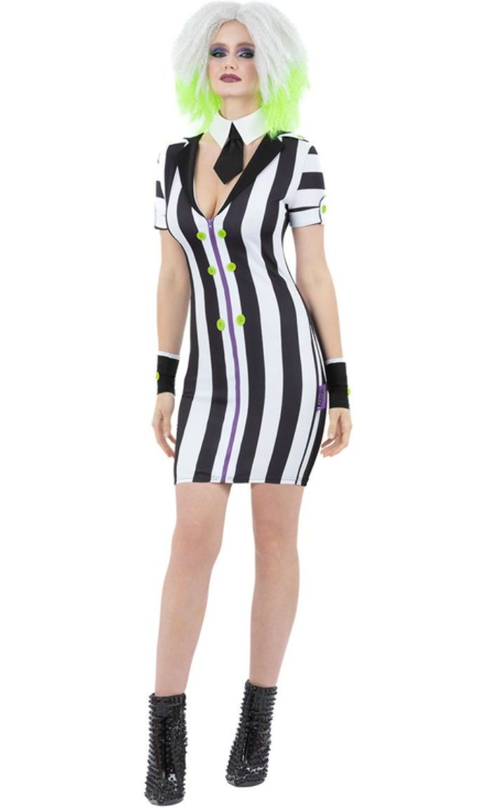 Beetlejuice Dames Kostuum Zwart en Wit