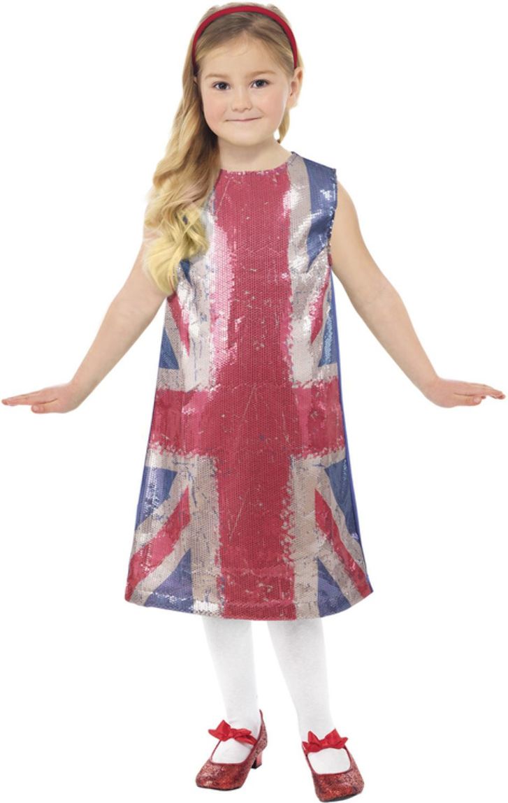 Britse Vlag Pailletten Meisjes Jurkje Spice Girls